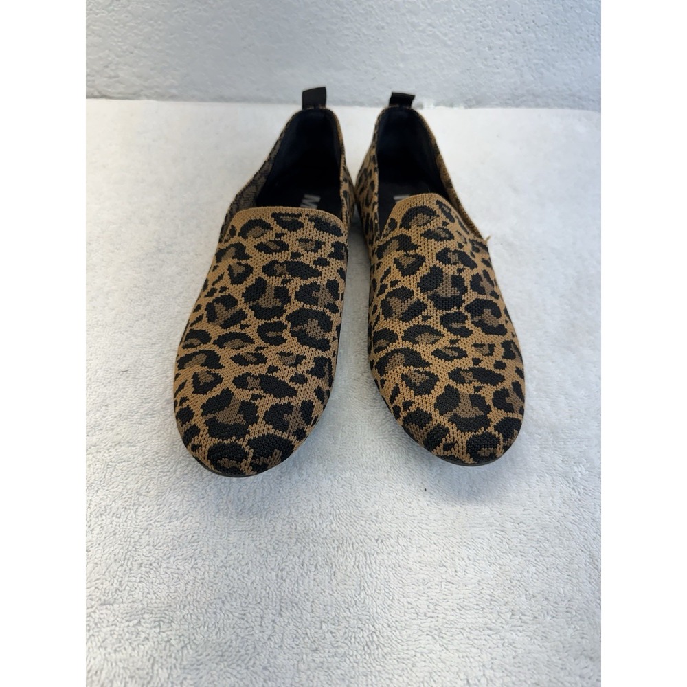 MIA Leopard Print Slip On Flats Womens 6M Brown Black Knit Loafers Rosali